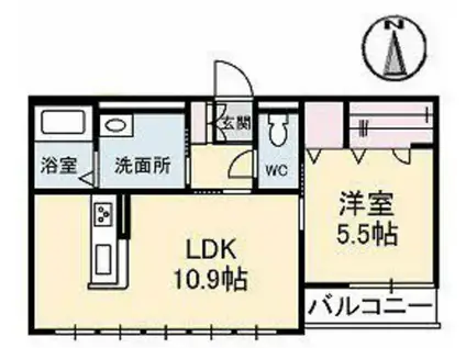 プロスペール(1LDK/2階)の間取り写真