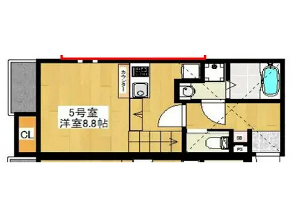 PATINA筥松II(ワンルーム/2階)の間取り写真