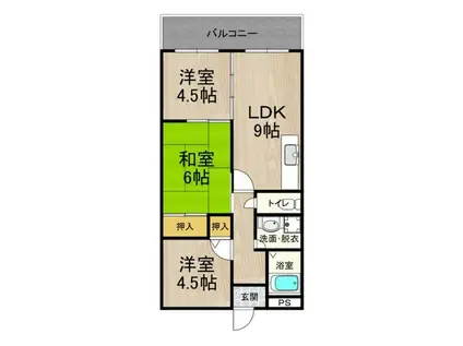 カーサフィオーレ弐番館(3LDK/4階)の間取り写真
