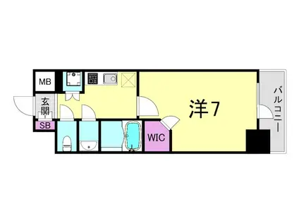 エスリード心斎橋ラグジェ(1K/15階)の間取り写真