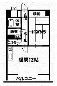 ダイアナ常盤ヒルズ(1LDK/6階)の間取り写真