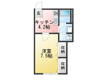 アミィハイム(1K/2階)の間取り写真