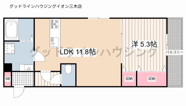 メゾン・ド・クルー(1LDK/1階)の間取り写真