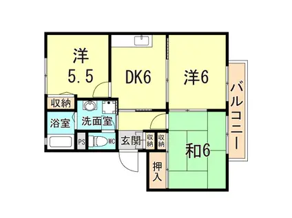 エクセレント西明石 A・B棟(3DK/2階)の間取り写真