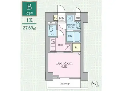 サラ東日本橋(1K/6階)の間取り写真