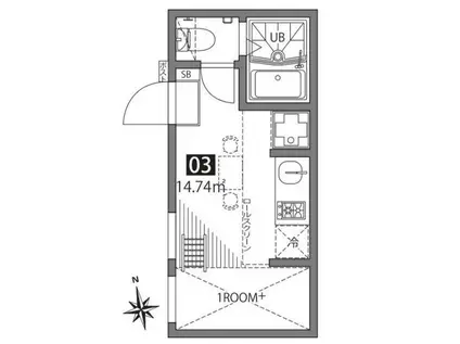 祖師谷アパートメントW(ワンルーム/1階)の間取り写真