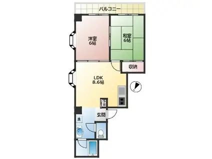 ローズマリー三軒茶屋(1LDK/4階)の間取り写真