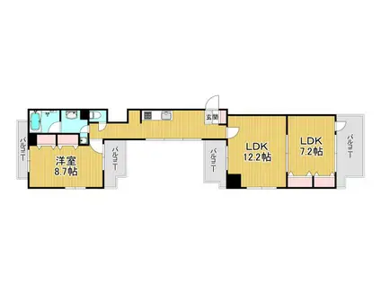HORIE LUX(2LDK/12階)の間取り写真