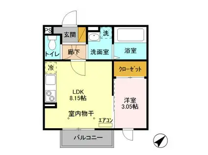 A.セミカ(1LDK/2階)の間取り写真