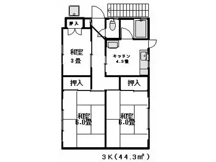 THハイム(3DK/2階)の間取り写真
