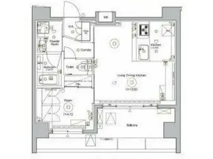 シーフォルム上野アジールコート(1LDK/8階)の間取り写真