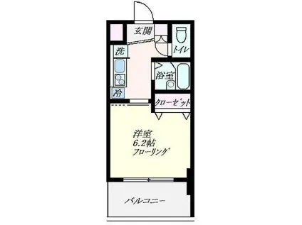 ツインバレー東神奈川(1K/3階)の間取り写真