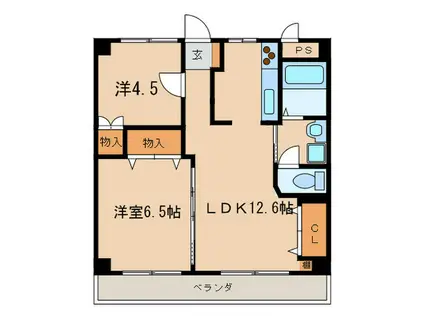 メゾン東野(2LDK/2階)の間取り写真