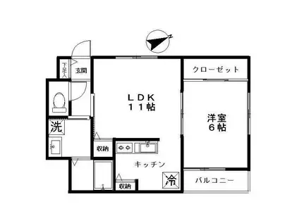アルトイン(1LDK/1階)の間取り写真