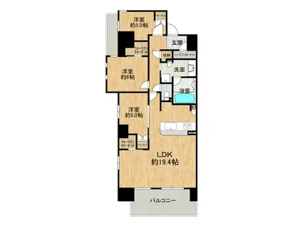 オハナ東鷲宮フロント(3LDK/15階)の間取り写真