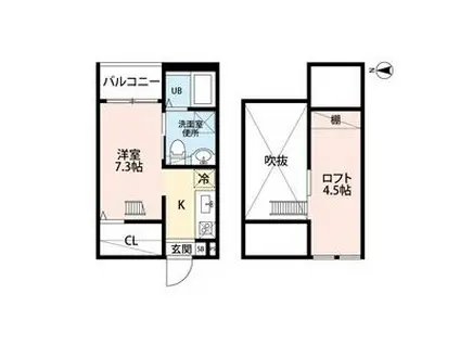 ブランノワール本陣 S棟ブランノワールホンジ(1K/2階)の間取り写真