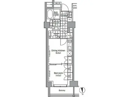 パークハビオ門前仲町(1DK/11階)の間取り写真