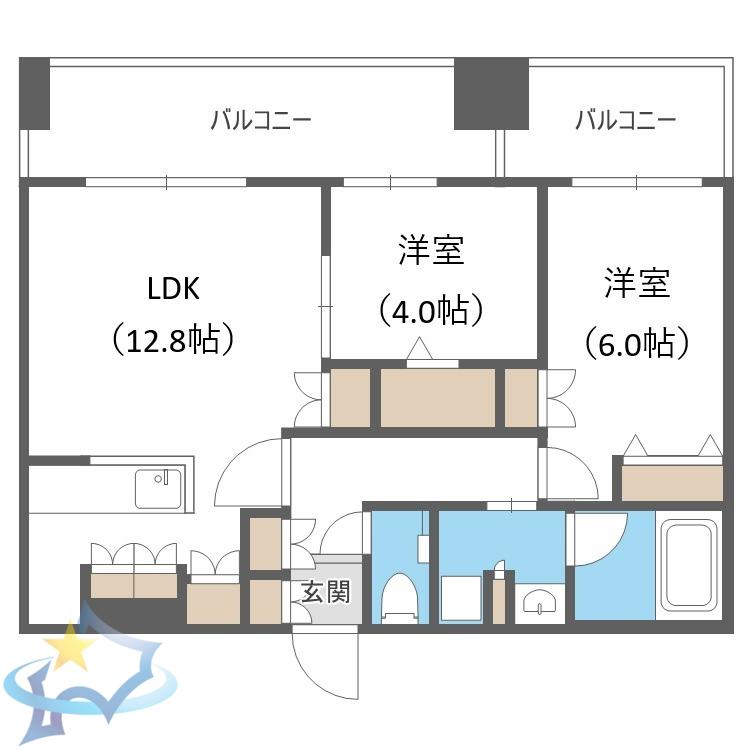 MJ SQUARE KOTONI(2LDK/10階)の間取り写真