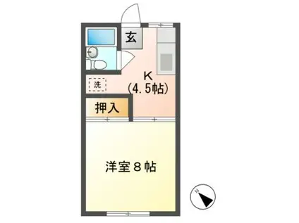 ハイツ栗崎(1K/2階)の間取り写真