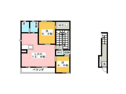 オアシスB(2LDK/2階)の間取り写真