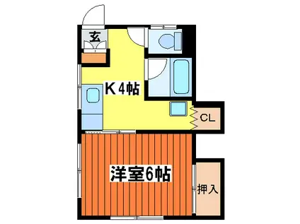 フローラルハイム岩渕(1K/2階)の間取り写真