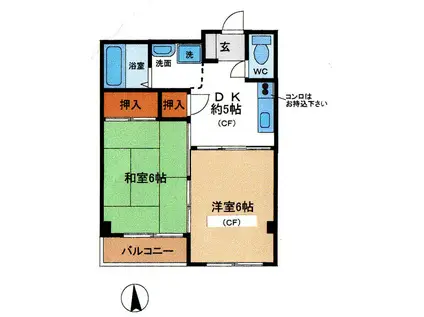 メゾン・ミズノ(2DK/1階)の間取り写真