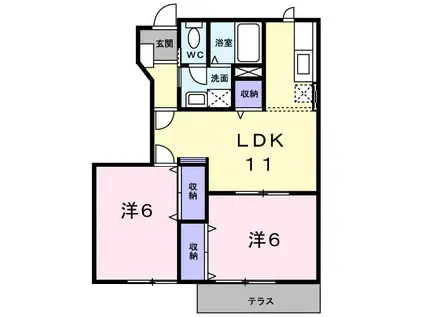 リバーサイド門 A(2LDK/1階)の間取り写真