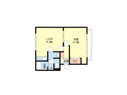 アーバンI(1LDK/2階)の間取り写真