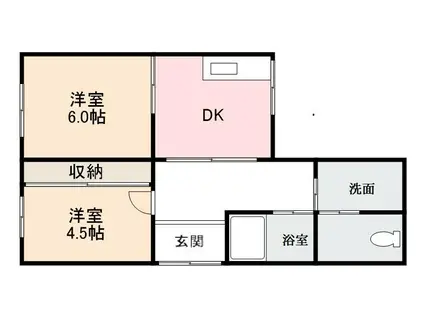 八栗ハイツ(2DK/4階)の間取り写真