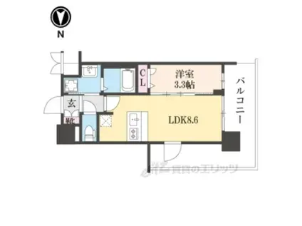 プレサンスTHE KYOTO 新町通(1LDK/7階)の間取り写真