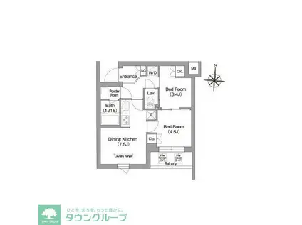 コンフォリア・リヴ南品川(2DK/2階)の間取り写真