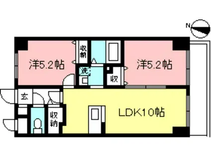 インジュネス(2LDK/2階)の間取り写真
