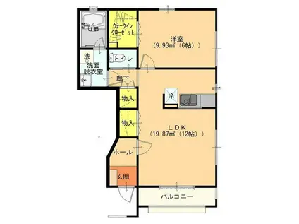 グレイスコート朝倉A棟(1LDK/1階)の間取り写真