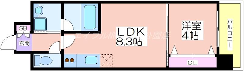 スプランディッドあびこ駅前(1LDK/13階)の間取り写真