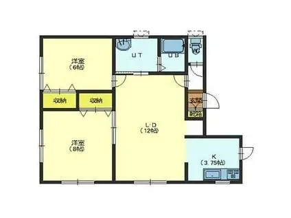 メッセ富岡(2LDK/2階)の間取り写真