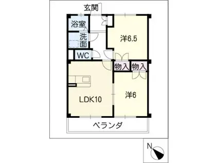 サントピア21A棟(2LDK/3階)の間取り写真