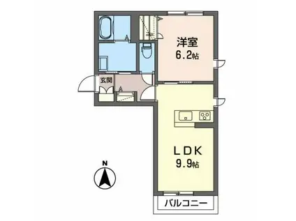 サン テラス DUO(1LDK/2階)の間取り写真
