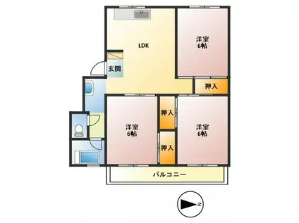 調布第2コーポラス(3LDK/1階)の間取り写真