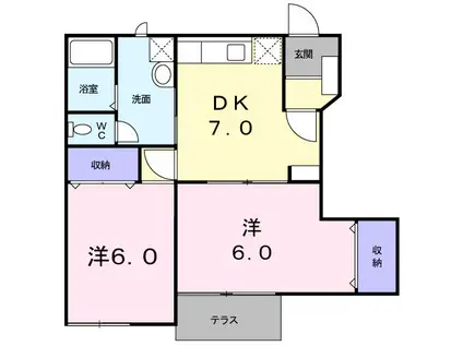 メイプルガーデン(2DK/1階)の間取り写真
