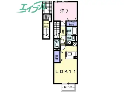 オーブII(1LDK/2階)の間取り写真