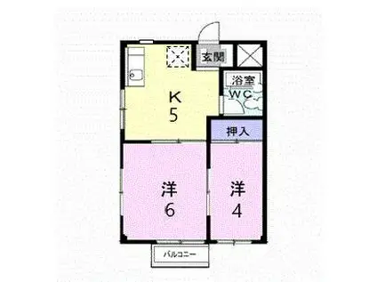 サンビレッジ稲生(2K/2階)の間取り写真