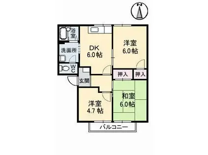 フレグランス南風I(3DK/2階)の間取り写真