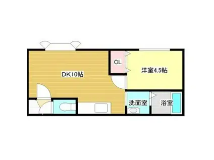 ディアリオ(1DK/1階)の間取り写真