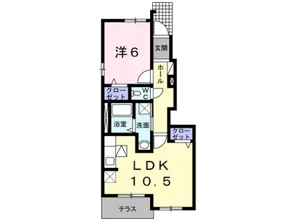 カラーレッド・ガーデン(1LDK/1階)の間取り写真