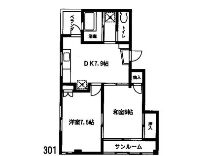 松井ビル(2DK/3階)の間取り写真