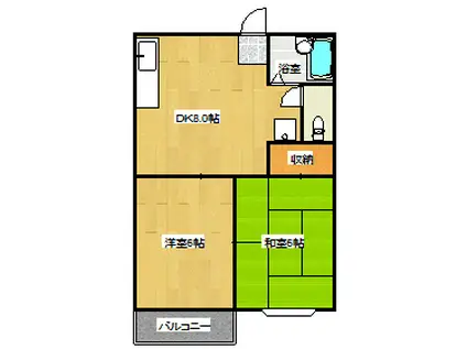 ロイヤル瀬戸(2DK/1階)の間取り写真