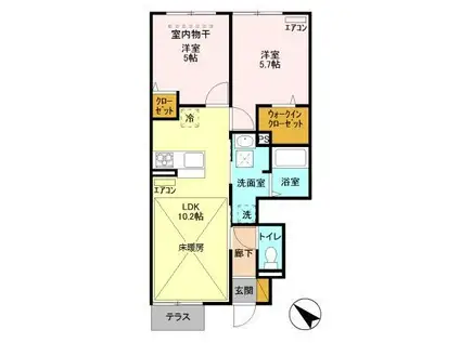 ユーミー(2LDK/2階)の間取り写真