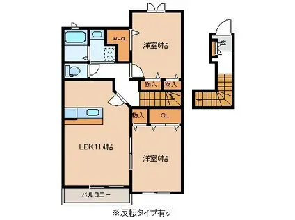 グレース I(2LDK/2階)の間取り写真