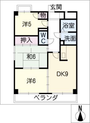 旭丘ハイツ(3DK/1階)の間取り写真