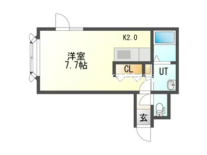 ワイズあいの里V(1K/1階)の間取り写真